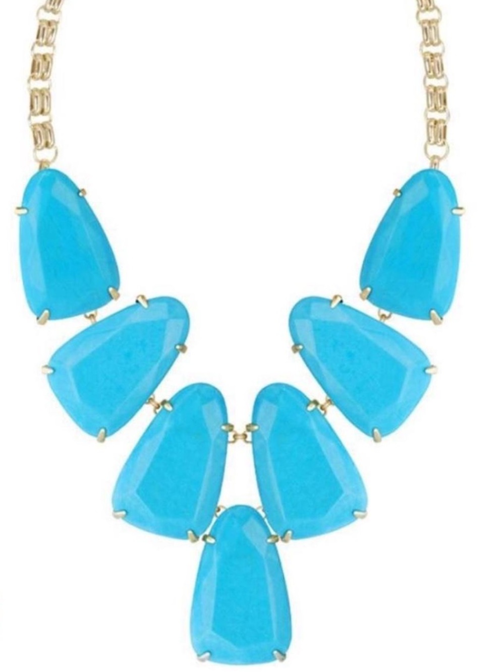 Kendra Scott Harlow statement necklace in turquoise/ gold tone. Like new